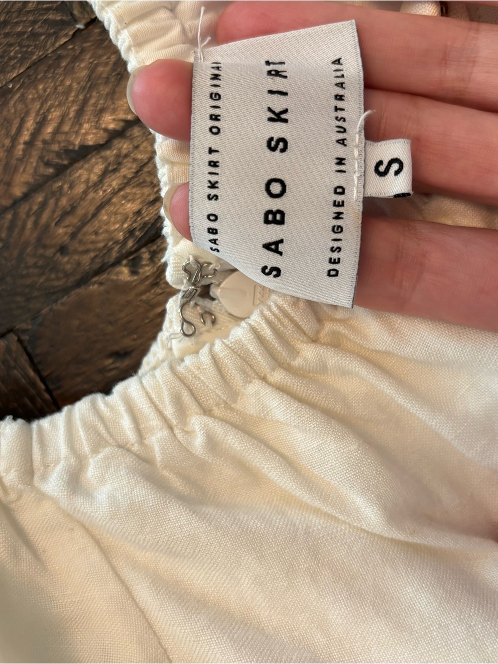Linen Sabo Skirt Dress Puff Sleeve - Picture 11 of 11
